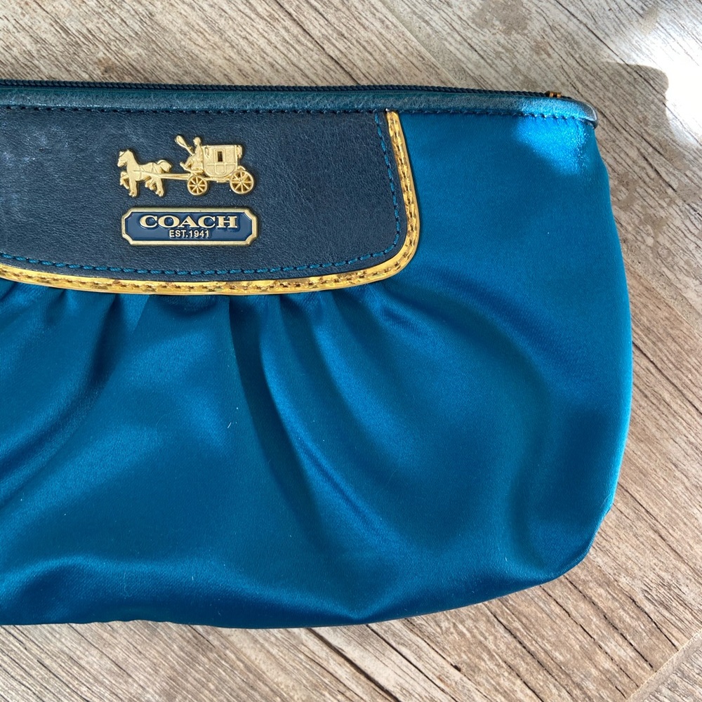 Emerald Satin Coach Clutch